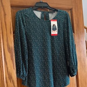 Adrianna Papell Teal and White Blouse